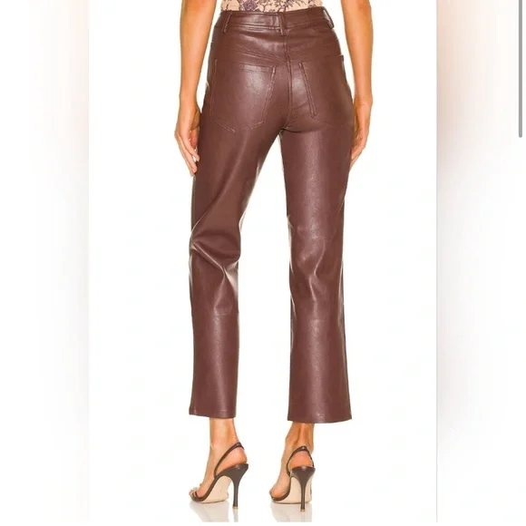 NWT MIAOU JUNIOR PANT IN BROWN VEGAN LEATHER XS - Picture 2 of 8